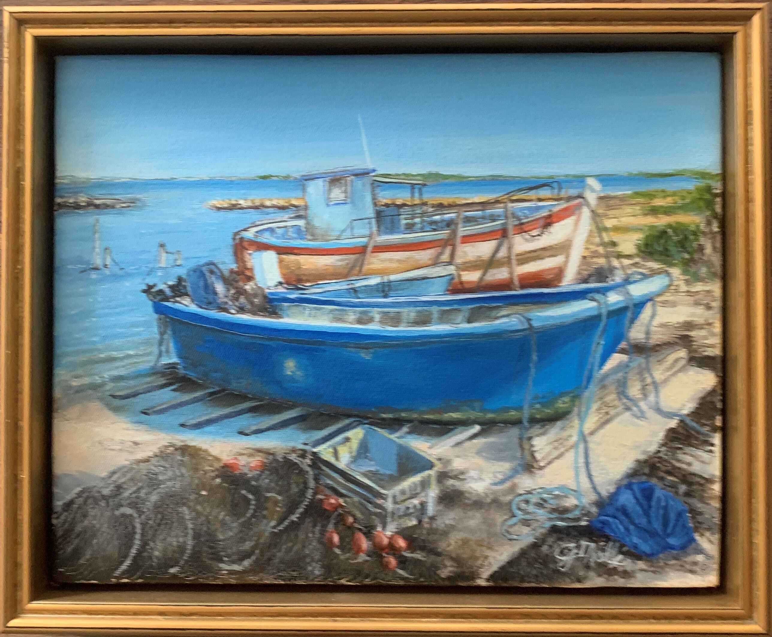 Boats on Dry Dock Framed